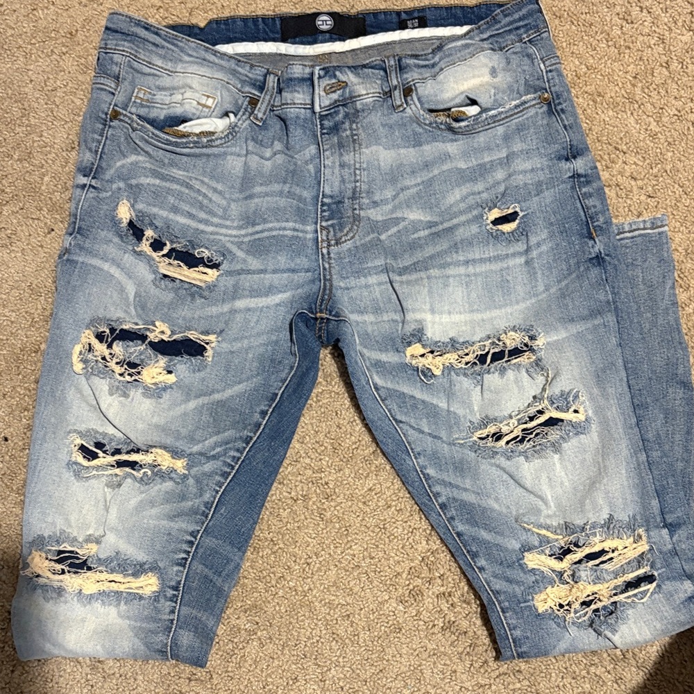 Jordan Craig Light Blue Distressed Skinny Jeans